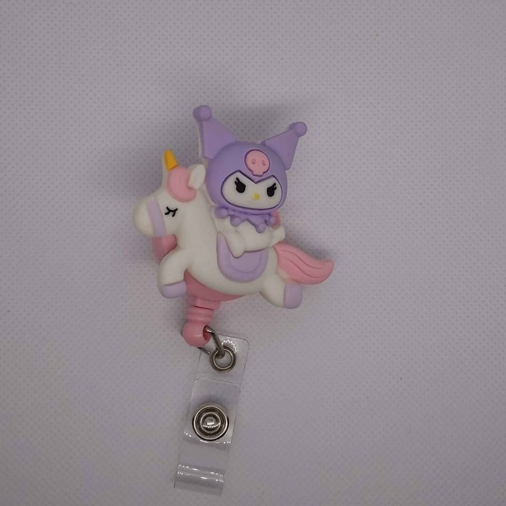 HK Purple Kuromi Retractable Badge Holder with Slip Clip